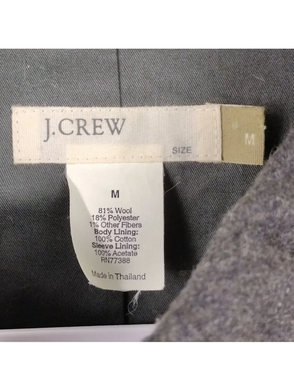 J. Crew Dark Gray Wool Blend Snap Collar Funnel Neck Long Sleeve Zip Up Coat